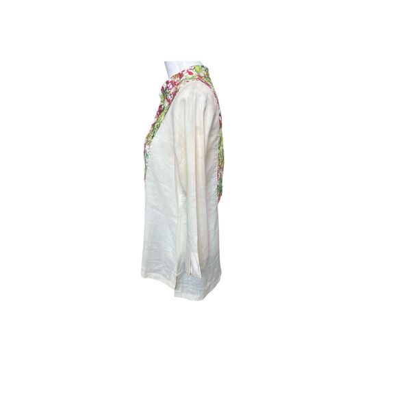 Boho Chic 100% Linen Floral Panel Tunic, Size S, Made in USA - Picture 4 of 15